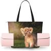 EdWal Borsa da palestra da donna con stampa di leone artistico, borsa tote bag con cerniera borsa sportiva borsone borsa shopping bag borsa da viaggio