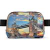 EdWal Marsupio quadrato con stampa Tower Bridge in Londra, per uomo e donna, regolabile, impermeabile, borsa a tracolla