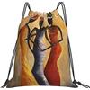 Generic Unisex Borsa Coulisse African Women Painting Sacca Ginnastica Personalizzato Zaino Sportivo per Donna Festival Nuoto 36X42Cm