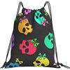 Generic Unisex Borsa Coulisse Multi Colored Flower Sugar Skull Sacca Ginnastica con Coulisse Zaino Scuola per All'Aperto Uomo Festival 36X42Cm