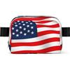 EdWal Marsupio quadrato con stampa patriottica con bandiera americana, per uomo e donna, regolabile, borsa a tracolla impermeabile