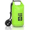 Cable Technologies Dry Bag, Borsa Sacca Zaino Impermeabile Waterproof, chiusura a rotolo e tracolla, custodia impermeabile per cellulare e marsupio per Mare Barca Pesca Rafting Spiaggia Sport Acquatici (Green, 5l)