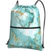YYHHAOFA Zaino con cerniera e coulisse con stampa marmorizzata verde oro - Borsa da palestra durevole, leggera e resistente all'acqua per viaggi, sport e trasporto quotidiano