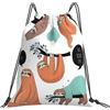 Generic Stampa Borsa Coulisse Cartoon Illustration Tribe of Sloths Smiles Sacco Sportive Personalizzato Sacca Zaino Sportivo per Uomo Sport Spiaggia 36X42Cm