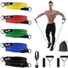 QWORK® 5Pcs elastici fitness di resistenza set, 150LB/68kg Strength, con 2 maniglie in schiuma, 2 cinturini alla caviglia, 1 ancoraggio per porta, per allenamento fisico in palestra