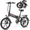 SAMEBIKE Bicicletta elettrica pieghevole da 20 pollici, con batteria rimovibile da 48 V, 10,4 Ah, 7 marce, off-road, portata massima fino a 40-80 km, per uomo e donna (20LVXD30-II) (bianco)