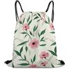 Generic Borsa Coulisse, con Coulisse Zaino Palestras, Pink Purple Daisy Flowers Green Leaves Flower, Unisex Sacco Sportive per Yoga, Spiaggia, Adulto, 36X42cm