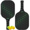 Byeaon Set di 2 palette per pickle ball,Set di palline per paddle | di racchette Pro Kit di palline per sottaceti | Racchette per sottaceti in fibra di vetro, 4 per, attrezzatura