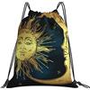 Generic Leggero Borsa Sportiva da Palestra Golden Sun Crescent Moon And Stars Over Blue Black Sky Sacca Ginnastica Stampa Zaino Palestras per Donna Uomo Viaggi 36X42Cm