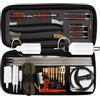 FOCUHUNTER Kit di pulizia per armi per 45 in 1, accessori per la pulizia delle pistole con spazzola a doppia estremità in ottone, flacone di olio, bandiera della camera, punte scanalate