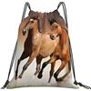 Generic Poliestere Borsa Coulisse Running Horses Borsa Palestra Scuola con Coulisse Zainetto per Nuoto Yoga Piscina 36X42Cm