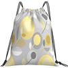 Generic Unisex Zaino Coulisse Beige Gray And Yellow Flower Sacca Sportiva con Coulisse Sacca Zaino Sportivo per Yoga Festival Donna 36X42Cm