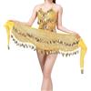 VAYEODEYU Gonna Avvolgente con Sciarpa for Danza del Ventre Multicolore da Donna con Monete(Gold)