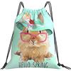 Generic Fashion Borsa Sportiva da Palestra Hello Spring Bunny On Watercolor Sacca Sportiva Palestra Poliestere Zainetti per Donna Uomo All'Aperto 36X42Cm