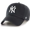 47 MLB New York Yankees Clean Up, Berretto da Baseball Unisex, Cinturino Regolabile e Fibbia, Logo Bianco, Colore Nero
