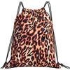 Generic Fashion Zaino Coulisse Leopard Print Sacca Sportivo con Coulisse Zaino da Viaggio per Donna Sport All'Aperto 36X42Cm
