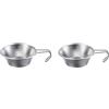 MeevrgR Set di tazze da campeggio in acciaio inossidabile, ignifugo per sierra con manico robusto, kit impilabile in metallo per cucinare all'aperto, escursioni, finitura argento (2)