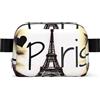 EdWal Marsupio quadrato con stampa Torre Eiffel Love Paris, per uomo e donna, regolabile, impermeabile, borsa a tracolla