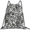 Generic Unisex Zaino Coulisse Pizzo Nero Pattern Sacca Sportiva Fashion Zaino Palestras per Adulto Piscina Donna 36X42Cm
