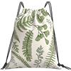 Generic Fashion Coulisse Tasche Green Leaves Flowers Retro Style Leaves And Herbs Plant Sacca Sportiva con Coulisse Zaino Scuola per Festival Nuoto Adulto 36X42Cm