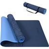 TOPLUS - Tappetino da pilates, ginnastica, yoga, antiscivolo, in TPE, 183 x 61 x 0,6 cm, Blu scuro - Azzurro