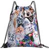 Generic Personalizzato Borsa Sportiva da Palestra Cute Cats Sacca Sportiva Palestra con Coulisse Zaino da Viaggio per Adulto All'Aperto Nuoto 36X42Cm
