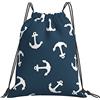 Generic Unisex Zaino Coulisse Anchor Navy Sacca Sportivo con Coulisse Zaino da Viaggio per Nuoto Uomo Donna 36X42Cm