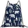 Generic Unisex Zaino Coulisse Navy Teepee Trees Sacca Sportiva Poliestere Zaino Palestras per Festival Nuoto Adulto 36X42Cm