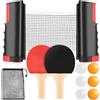 Alitree Racchette Ping Pong Set Professionale, Set da Ping Pong con 2 Racchette + 6 Palline + 1 Regolabile Rete + 1 Borsa da Trasporto, Ping Pong Set da Tavolo Portatile per Bambini Famiglie Gioco