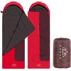 KADVA Sacco nanna da campeggio Dorma R con collegamento lato destro, 220 x 75 cm, sacco a pelo verde con cappuccio temperatura comfort 14 gradi per autunno e primavera, tecnologia Ripstop (rosso)