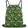Generic Borsa Coulisse, Personalizzato Zaino Scuola, Green Banana Leaves Cute Sloths, Fashion Sacca Sportiva per Donna, All'Aperto, Festival, 36X42cm