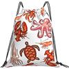 Generic Unisex Borsa Coulisse Sea Animals Crab Shrimp Octoplus Lobster Sea Turtle Sacca Sportivo Personalizzato Zaino Palestras per Yoga Nuoto Adulto 36X42Cm