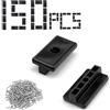 LWLWA 150 Pezzi Clip per Decking Composito, Clip da Terrazza in Plastica da 6 mm, Fissaggio Nascosto Clip a T con Striscia di Copertura e Striscia di Tenuta, per Staffe a Pavimento Wpc/Bpc