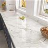 HotDecor Pellicola Adesiva per Mobili Carta Da Parati Effetto Marmo Bianca e Oro Carta Da Parati Adesiva Muro Rivestimento Adesivo per Mobili Rivestimento Parete Cucina Lavabile 40cm x 200cm