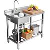 CHERIKIU Lavabo indipendente in acciaio inox con rubinetto e armadietto, 80 x 55 x 84 cm, lavabo singolo commerciale, multifunzione, capacità di carico 100 kg per cucina