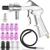 QWORK® Pistola sabbiatura ad aria compressa set, con 12 ugelli, tubo di gomma e attacco rapido, per applicazioni di pulizia versatili