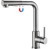 Tohlar Rubinetti da cucina con getto estraibile, miscelatore girevole a 360° con docking magnetico, moderno rubinetto per lavello da cucina caldo e freddo in acciaio inox, con 2 modalità acqua (nichel