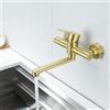 Homelava Rubinetto a Muro Cucina Oro, Tubo Rotante 18cm, Rubinetti Lavello Cucina Girevole a 360°, Acciaio inossidabile 304, Fredda e Calda Regolabile, Spazzolato