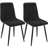 ANVOFONG Set di 2 Sedie da Pranzo,Sedia da Cucina Con Piedi In Metallo Nero,Sedie Imbottite Con Tessuto di Lino,Sedia da Camera da Letto Salotto,Sedie Moderne-Nero