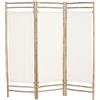 DRW Paravento in bambù e cotone, a 3 pannelli, stile baline, 165 x 3 x 175 cm