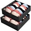 AiQInu Organizer Cassetti per Reggiseni,Set di 2 Organizzatore Cassetti Intimo Pieghevoli con 7 Scomparti,Organizer Armadio Biancheria Intima Divider Tessuto per Riporre Reggiseni,Calze e Cravatte