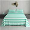 Ruggeri Set Lenzuola Completo Letto Matrimoniale, Microfibra, Righe Verdi