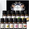 CARBERRY Oli Essenziali Puri 100% - Set 12 Flaconi - Aromaterapia - Lavanda, Bergamotto, Arancia, Limone, Rosa, Pompelmo, Tea Tree, Incenso, Geranio, Menta, Eucalipto, Rosmarino - Ideale Regalo