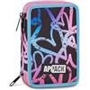 Appack Astuccio 3 Zip, Triplo Scomparto, Completo di Matite, Pennarelli, Colori, Accessori Zaino, Elementari, Medie, English Lavander, Bambine e Ragazze, rosa/blu