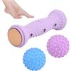 Novocloud Rullo+ 2 Pallina Massaggio Piedi Set per Fascite Plantare Massaggio Piedi Riflessologia Plantare, Schiena, Gambe & Cellulite (Viola)