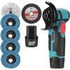 OutFyt 12 V 19500RPM Mini angolo Grinder Macchina elettrica Attrezzo Macinazione Taglio del metallo Taglierina senza spazzole con batteria al litio ,Alte prestazioni(Type1 2Batteries)