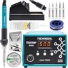 TECHREBAL 936 Stazione Saldante Professionale 60W, Kit Saldatore Stagno Completo 200-480°C con 5 Punte 900M, Alcool Isopropilico IPA 100ml, Flussante Colofonia 20g per Riparazione Circuiti PCB