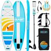 Overmont Tavola Stand Up Paddle SUP Gonfiabile per Adulti 323×84×15 cm, Kit Completo con Pagaia Regolabile, Pompa, Zaino, Leash e 3 Pinne, Facile da Trasportare e Stabile-Tricolore