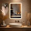 Adoture Specchio da parete per bagno, con illuminazione, specchio con luce LED, interruttore a sensore e 3 colori dimmerabili (60 L x 45 B) (60 L x 45 B)