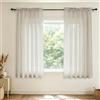 Mrs.Naturall Tende in lino per piccole finestre, lunghezza 114 cm, 2 pannelli con tasca per asta, in iuta effetto cotone, corte, leggere, classiche, per cucina, bagno, cantina, stile industriale e rustico, beige
